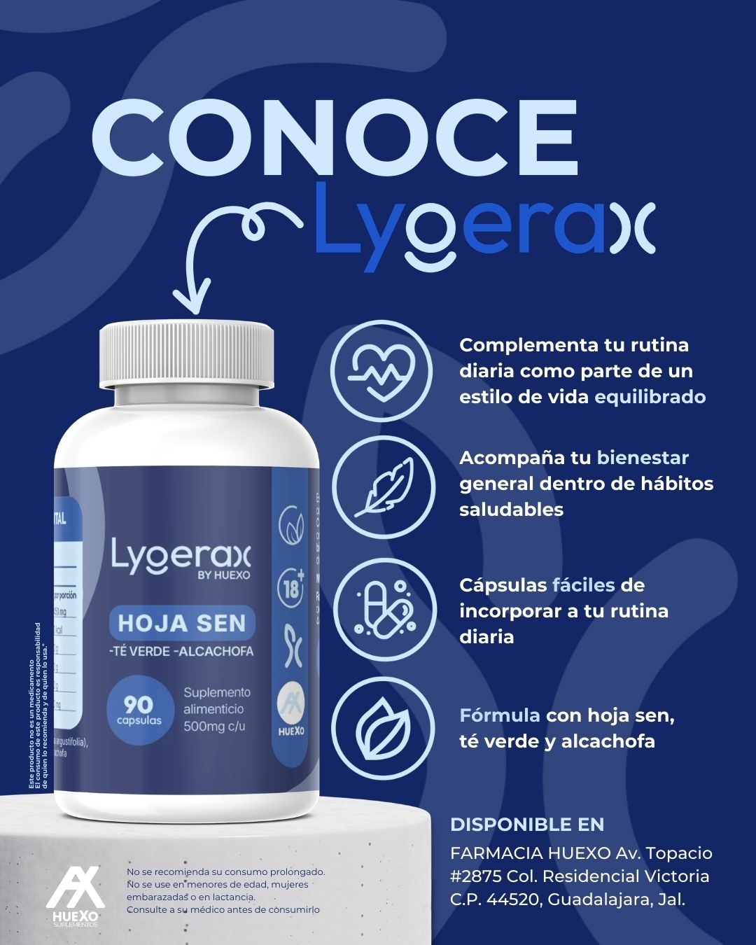 SUPLEMENTO ALIMENTICIO LIGERAX (HOJA SEN, ALCACHOFAS, TE VERDE)